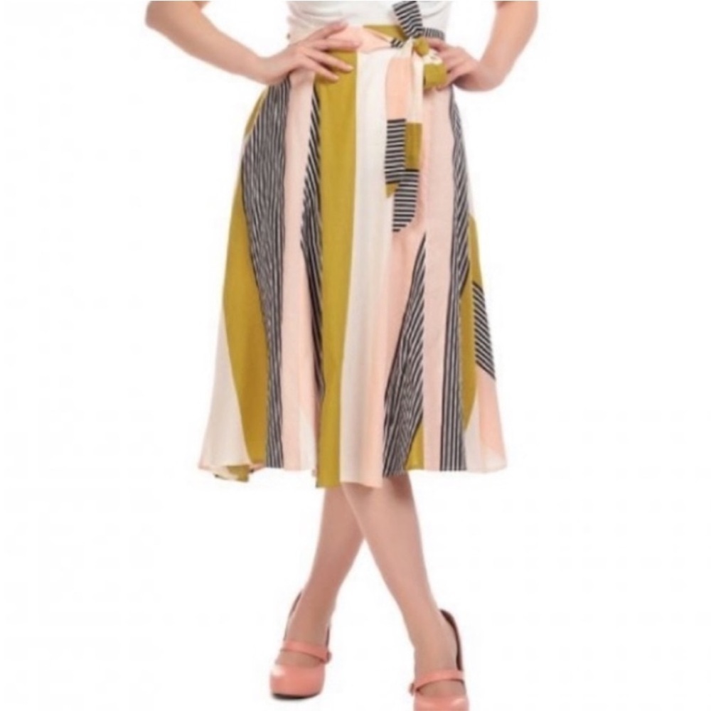 Modcloth x Collectif Eva Juicy Pink and Green Stripes Swing Skirt XXS